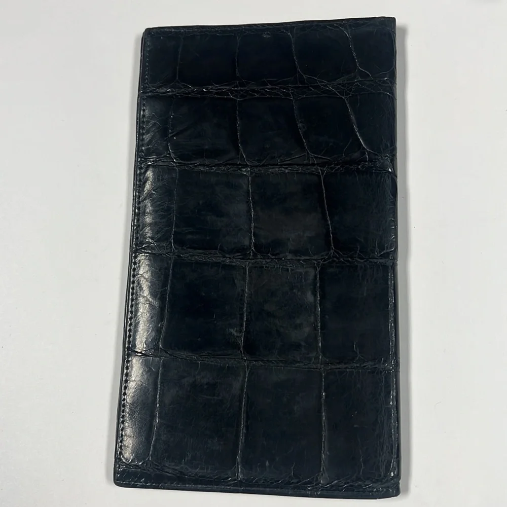 Genuine Alligator Skin Bifold Leather Long Wallet